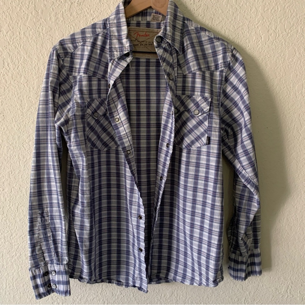Fender Blue and White Casual Button Down Shirt